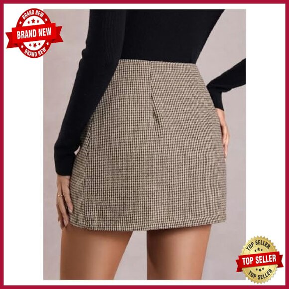 Faux Leather Side Slit High Waisted Short Skirt Metallic Trim A-Line - Picture 3 of 7